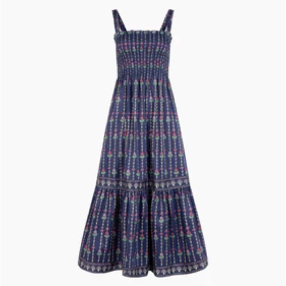 Hill House Anjuli nap dress- trailing fern Navy